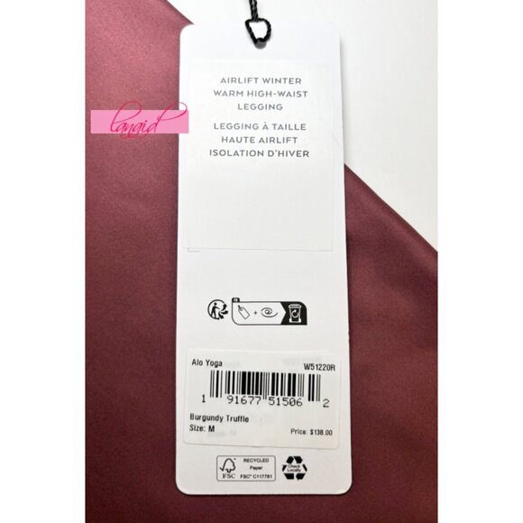 Alo Airlift Winter Warm High-Waist Leggings Burgundy Truffle Hi-Rise Brushed M - Picture 6 of 11